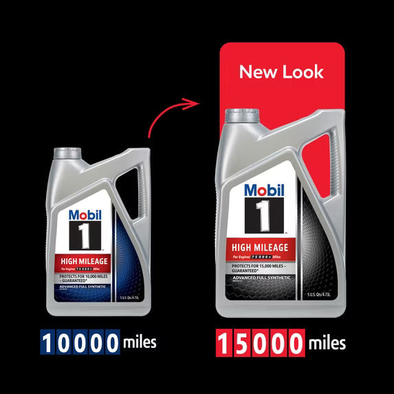 (2 pack) Mobil 1 High Mileage Full Synthetic Motor Oil 0W-20, 1 Quart