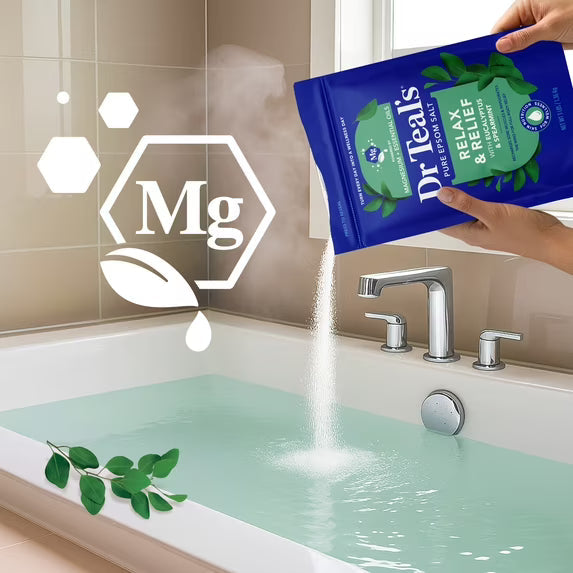 Dr Teal's Pure Epsom Salt Soaking Solution, Relax & Relief with Eucalyptus 4Pack
