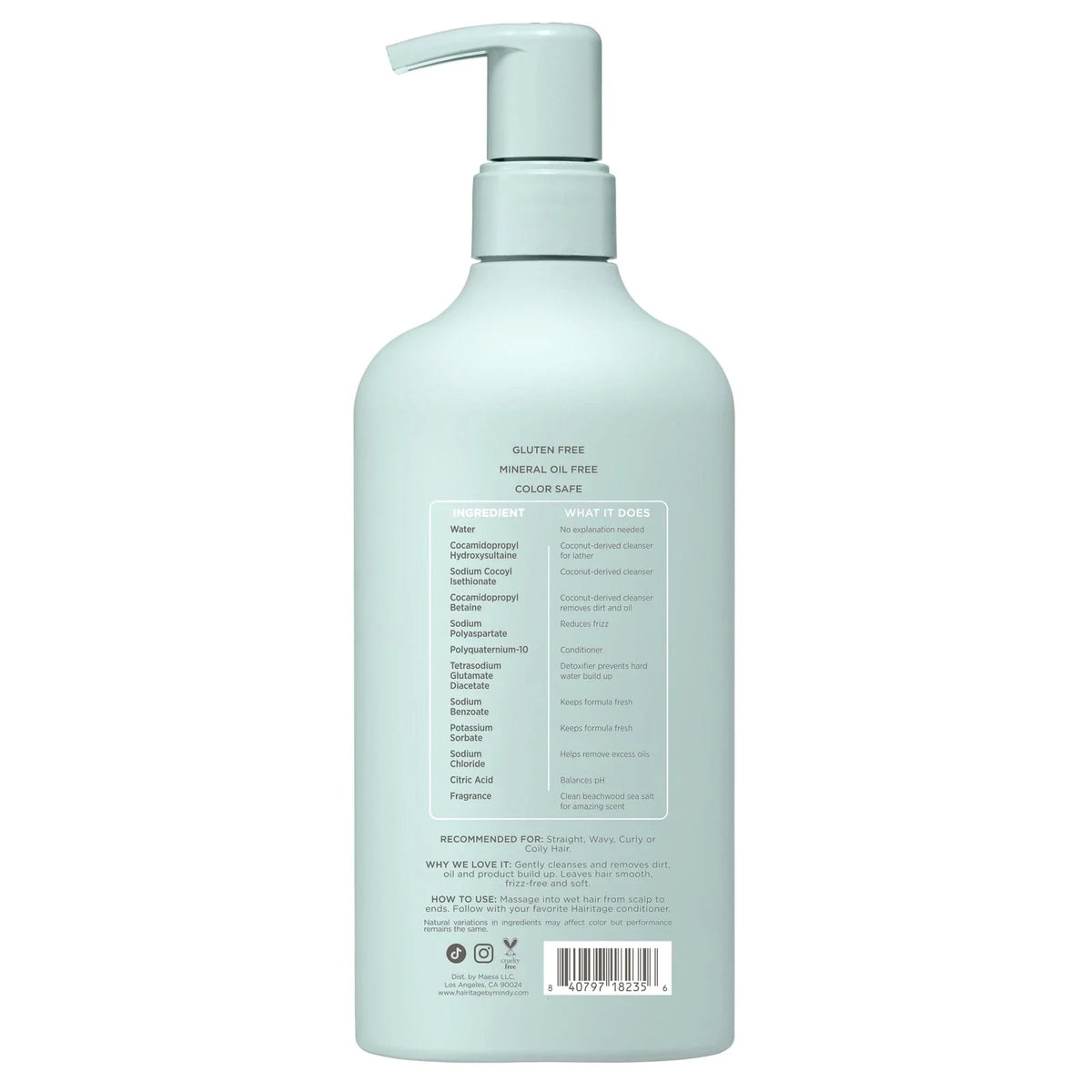 Hairitage Woody Sea Salt Anti-Frizz Shampoo | All Hair 15 Ounce (Pack of 2)