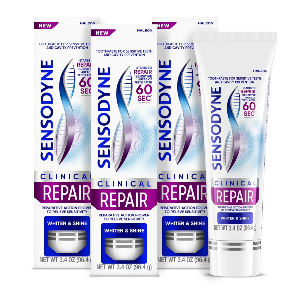 Sensodyne Clinical Repair Whiten & Shine Toothpaste for Sensitivity Relief, 2P