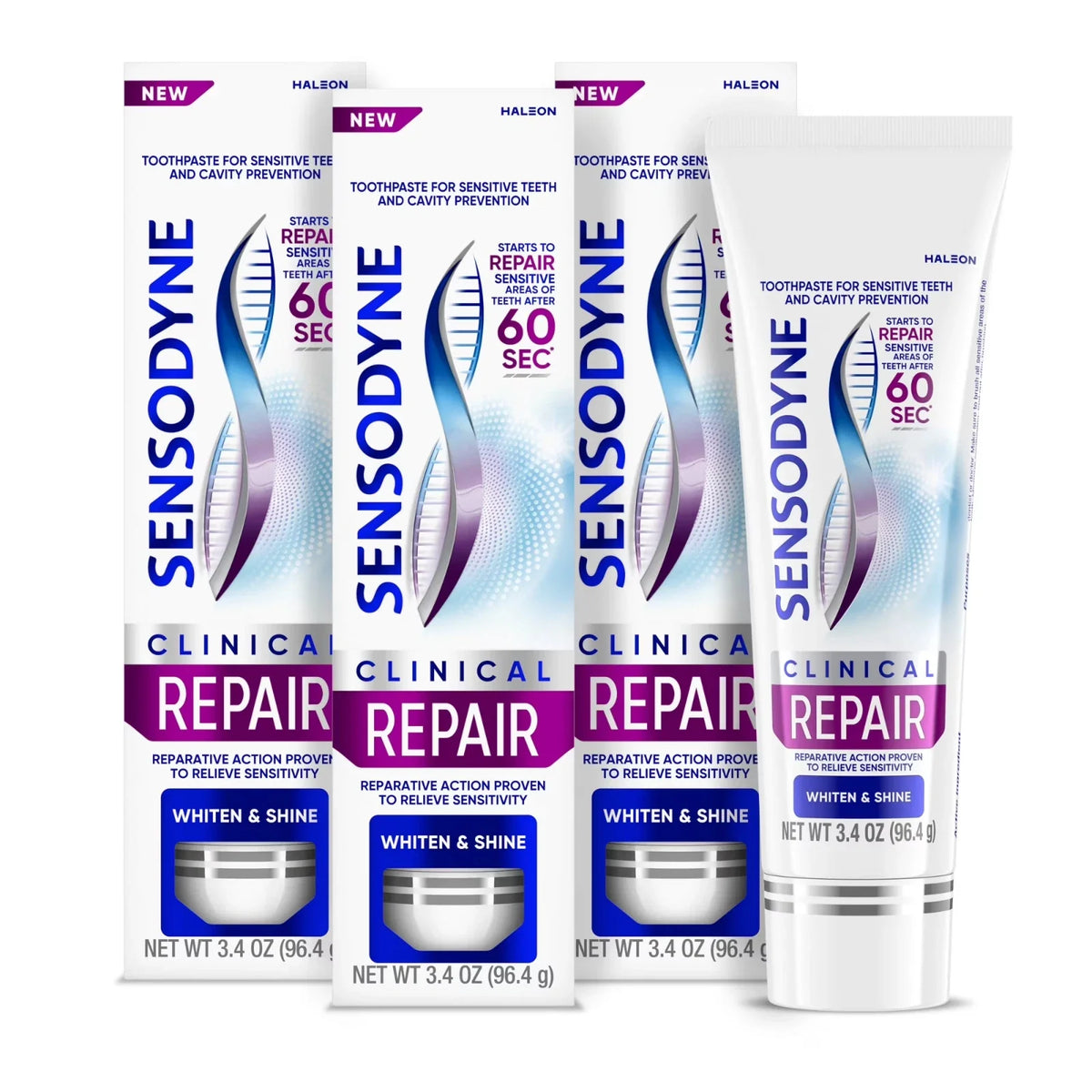 Sensodyne Clinical Repair Whiten & Shine Toothpaste for Sensitivity Relief, 2P