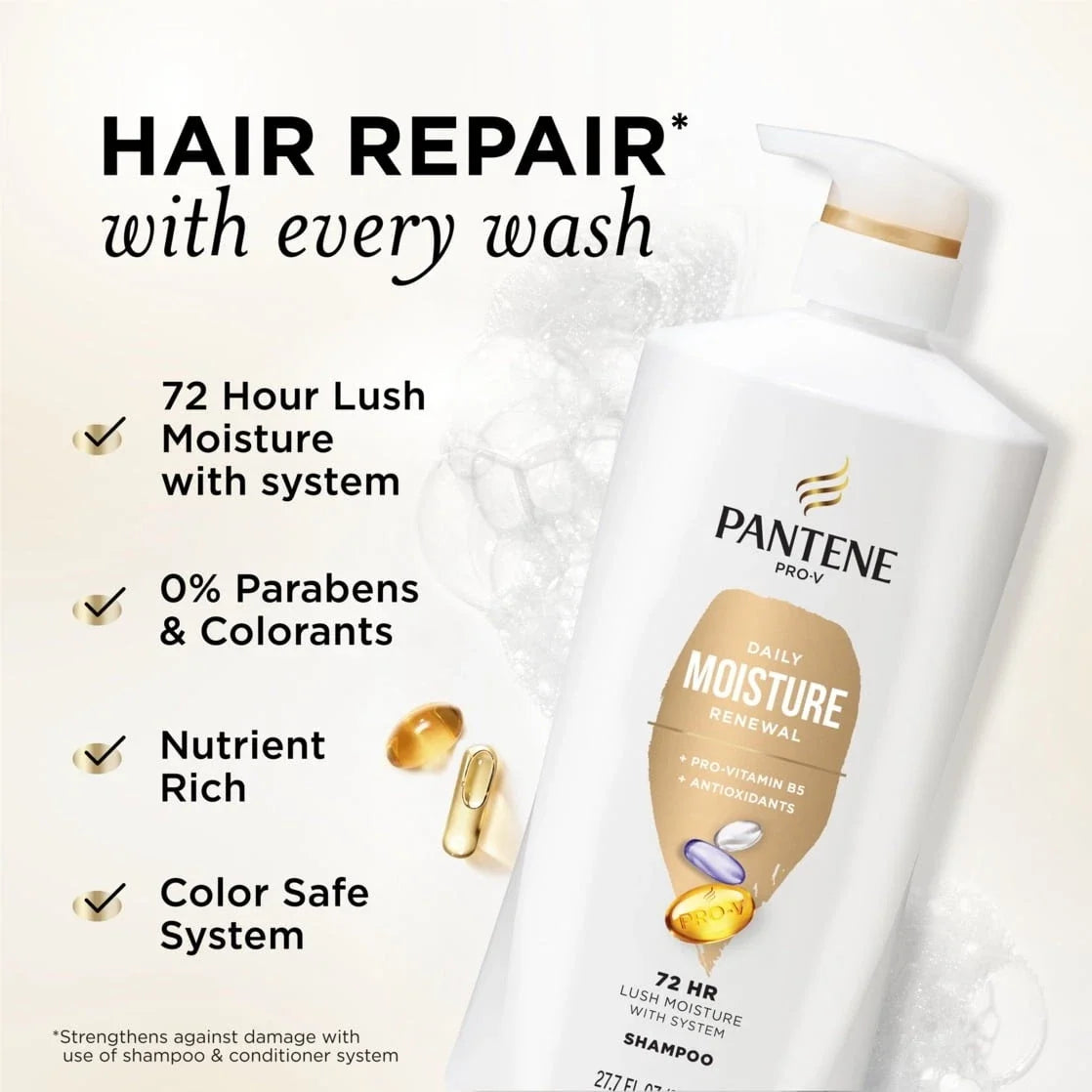 Pantene Pro-V Daily Moisture Renewal Shampoo, 27.7 oz Pack of 2